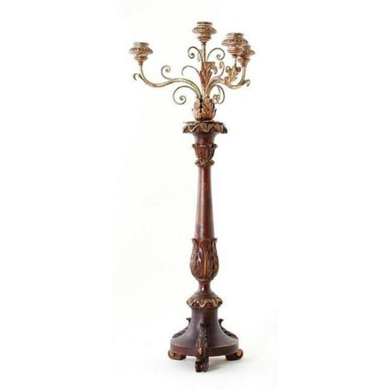 Early 20thc Continental Carved Wood Candelabrum