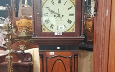 Early Victorian Scottish Oak Longcase Clock, the two train movement signed William Clucas, Douglas, the painted dial with date apert...