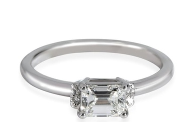 East/West Emerald Cut Diamond Ring 14K White Gold H VVS1 0.65 Ct Side 0.02 Ctw