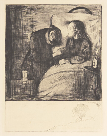 Edvard Munch, «Det syke barn» (med landskap) / "The Sick Child" (with landscape) 1894