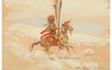 Edward Borein (1873-1945), Indian on Horseback and Mounted Indian Warrior (two works)
