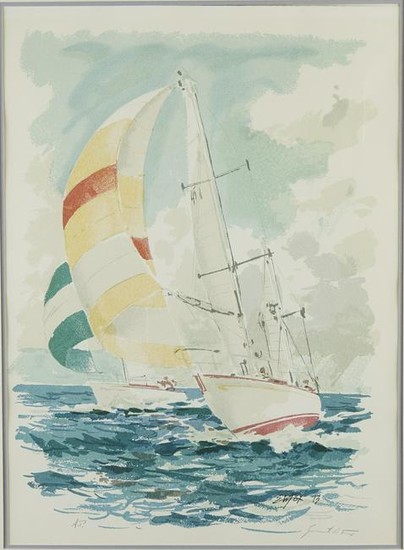Edward Fox "Racing Downwind" Serigraph on Paper