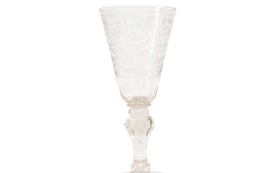 Een kristal gegraveerd wijnglas, Europa, eind 18e/ begin 19e eeuw