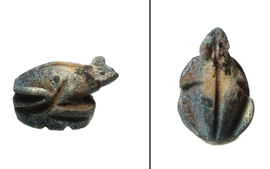 Egyptian faience amulet seal of a frog, Late Period