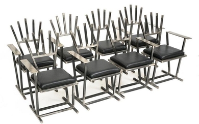 Eight Gary Kulak Steel Arm Chairs