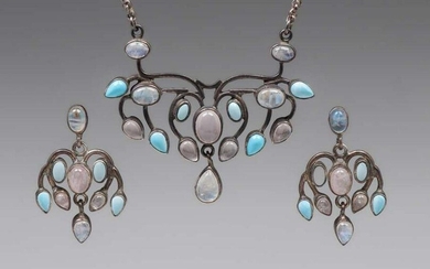 English A&C Turquoise & Moonstone Necklace & Earrings