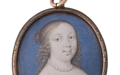 English School (17th century), A young lady, wearing red dress with white and gold trim