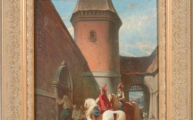 Ernest Seigneurgens "Castle Guard" Oil on Panel