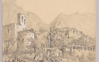 "FÉLIX BENOIST (1818-1896) View of Touët-sur-Var taken from Beuil, Alpes-Maritimes...