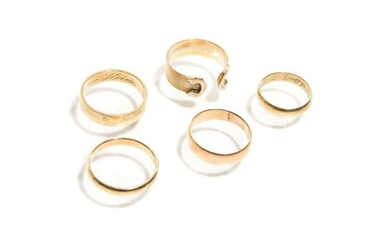 FIVE GOLD RINGS, 21g