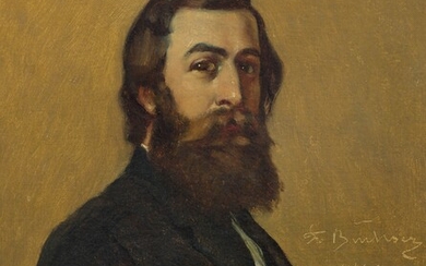 FRANK BUCHSER(1828 Feldbrunnen 1890)Portrait d'un homme barbu. 1869.Huile sur toile.Signé et daté à droite :...