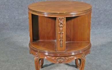 FRENCH CARVED REVOLVING BOOKCASE TABLE