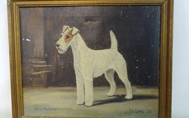 F.T. DAWS SIGNED OIL ON CANVAS WIRE HAIRED FOX TERRIER
