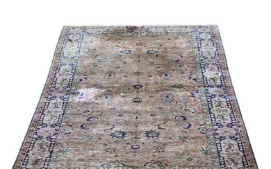 Faded Peach Antique Turkish Pure Silk Kayseri Hand Knotted Rug