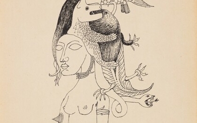 Femme aux poissons (Variation originale autour du thème de la femme rose-croix) , Victor Brauner