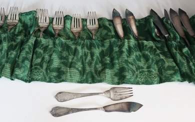 Fish cutlery for 8 persons complete, floral decorated, silver plated,...