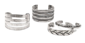 Four Southwestern Style Silver Cuff Bracelets