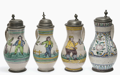 Four pear-shaped jugs - Lower Austria / Gmunden, late 18th/19th century