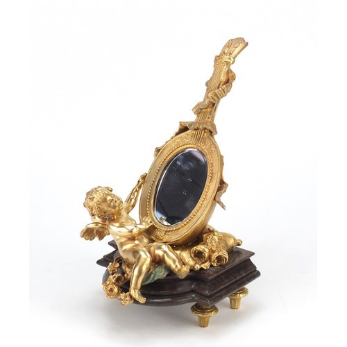 French Empire style gilt bronze and marble desk mirror in th...