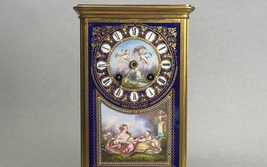 French Enameled Gilt Bronze Clock, 19th Century