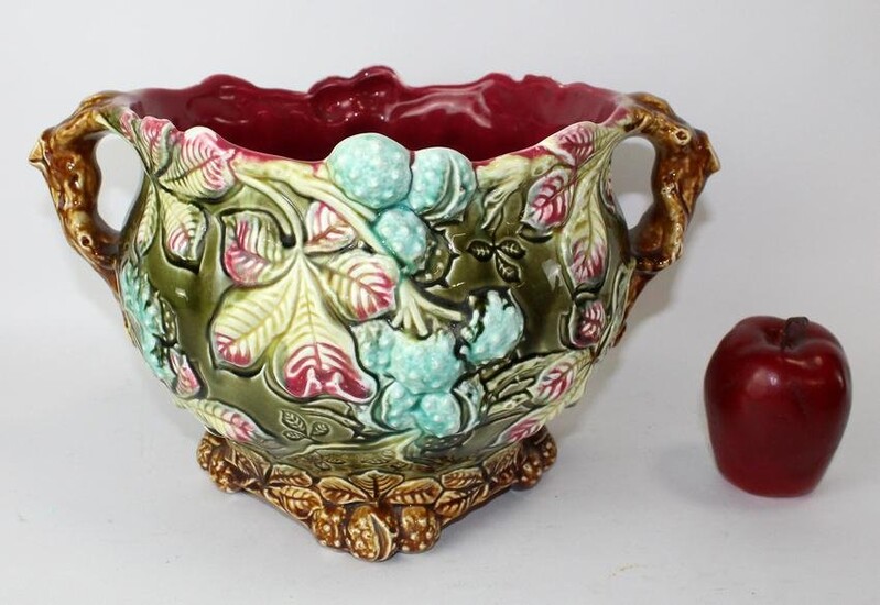 French Frie Onnaing Majolica cachepot
