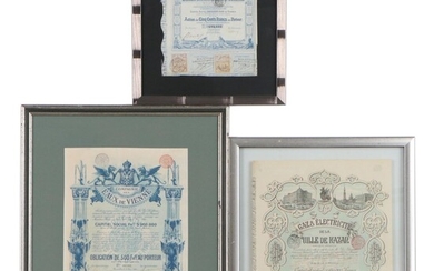 French Stock Certificates, Circa 1900