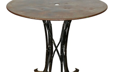 French pedestal base garden table in iron