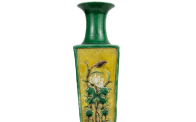 三彩釉瓷方瓶 GLAZED CERAMIC SQUARE VASE