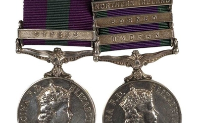 General Service Medal. A pair of medals - Corporal E. Swain, Royal Signals