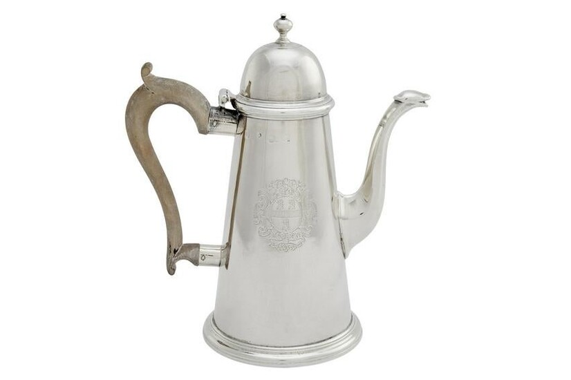 George I sterling silver coffee pot, Bayley