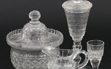 Georgian Cut Glass Lidded Jars with Pitcher and Other Gin Glass