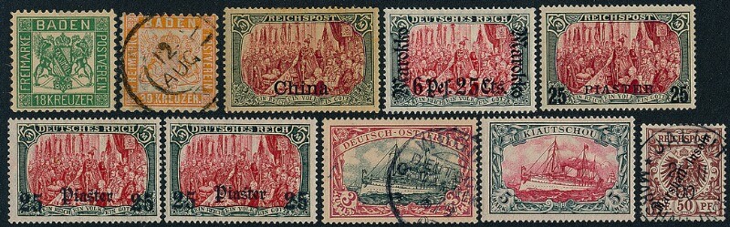 German States and Colonies. Collection in a Schaubek-album with good part of German States including many better stamps. Also a good part of German Colonies als