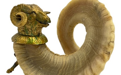 Gilt Bronze Rams Horn Ink Standish