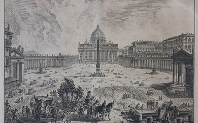 Giovanni Battista Piranesi: St. Peter's, with forecourt and colonnades. 1748. Signed in the print. Etching on paper with watermark Fleur-de-Lys. Unframed.