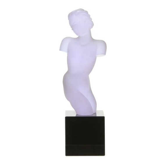Glass Sculpture, Modern, Soft Blue Nude Torso