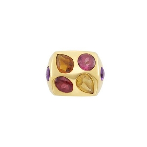 Gold and Cabochon Colored Stone Ring, Chanel, France