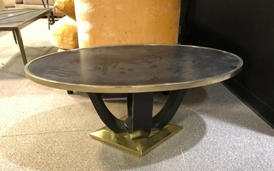Gold and black coffee table.