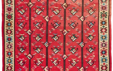 Grand tapis Kilim Turquie. Anatolie, pays de l'Est. Laine sur coton, tissé à plat. Dans...