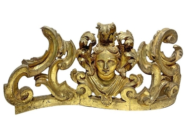Grande frise en bois doré à la feuille, baroque sicilien 110x50 cm