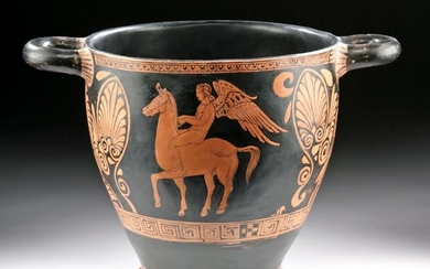 Greek Apulian Skyphos Eros on Horse, Satyr & Maenad