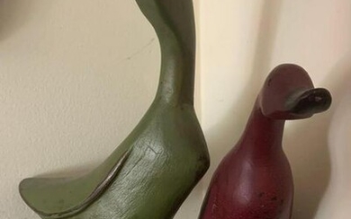 Group of two wood duck statues