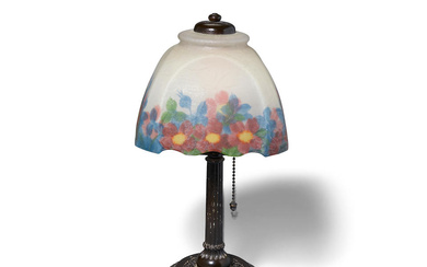 HANDEL (ESTABLISHED 1885) Small Floral Table Lamp circa 1920 interior...