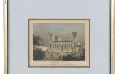 Hand-Colored Engraving After Ludwig Rohbock "Pécs Cathedral," 1857