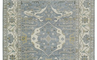 Hand Knotted Gray Blue Oushak Tribal Oriental Wool Area Rug Carpet 8' x 10'