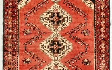 Hand Knotted Persian Zanjan Tribal Rust Ivory Oriental Wool Area Rug 4'7" x 6'6"