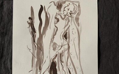 SOLD. Hans Bendix: “Ghita Nørby i Den herskende klasse”. Signed H.B. 7/10-70. Watercolour on paper. Sheet size 45.5 x 29 cm. – Bruun Rasmussen Auctioneers of Fine Art