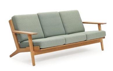 SOLD. Hans J. Wegner: "GE 290/3". Three-seater oak sofa, loose cushions with green wool. Manufactured by Getama. L. 180 cm. – Bruun Rasmussen Auctioneers of Fine Art