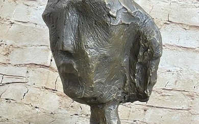 Head of a Woman Inspired by Alberto Giacometti Bronze on Marble Base