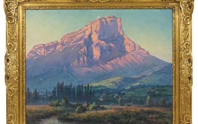 Il Monte Garnier Saint-Badolph in Savoia, olio su tela, cm 60x74, entro cornice, (difetti), Jean Marius Bugnard (1880 - 1947)