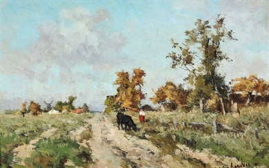 Isidore VERHEYDEN (1846-1905) "paysage animé"